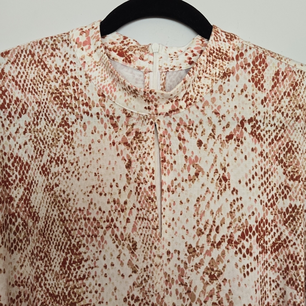 Chico's Snake-Print Keyhole-Neckline Top Long Balloon Sleeves Jersey Size XL - Picture 6 of 14